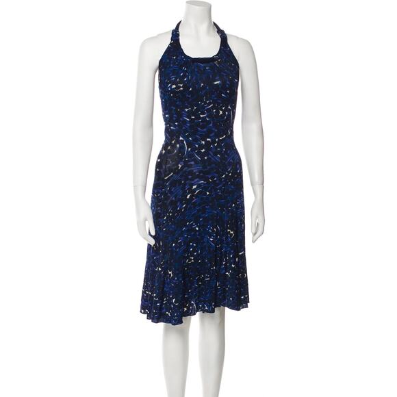 Jean Paul Gaultier Fuzzi Blue Halter Dress Speckled Abstract Dress Medium Y2K - Picture 1 of 15